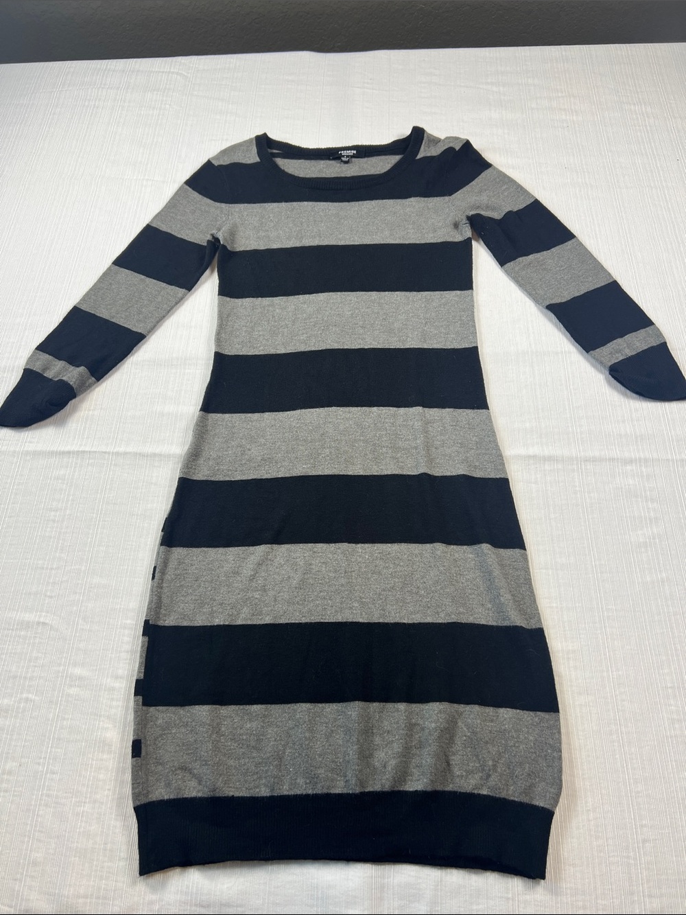 Striped Y2K Black and Gray Soft Knit Dress